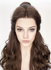 Disney Beauty and the Beast Belle Long Wavy Dark Brown Braided Lace Front Synthetic Hair Wig LF2028