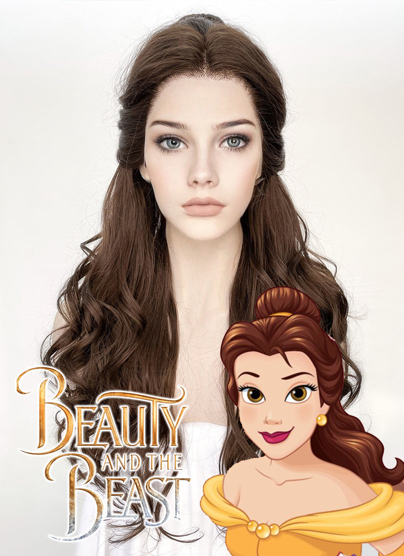 Disney Beauty and the Beast Belle Long Wavy Dark Brown Braided
