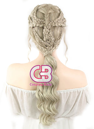 Game of Thrones Daenerys Targaryen Long Light Ash Blonde Braided Lace Front Synthetic Wig LF2037 - CosplayBuzz