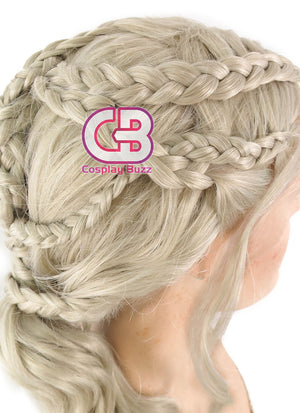 Game of Thrones Daenerys Targaryen Long Light Ash Blonde Braided Lace Front Synthetic Wig LF2037 - CosplayBuzz