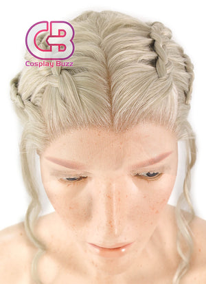 Game of Thrones Daenerys Targaryen Long Light Ash Blonde Braided Lace Front Synthetic Wig LF2037 - CosplayBuzz