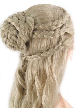 Game of Thrones Daenerys Targaryen Long Light Ash Blonde Braided Lace Front Synthetic Wig LF2039