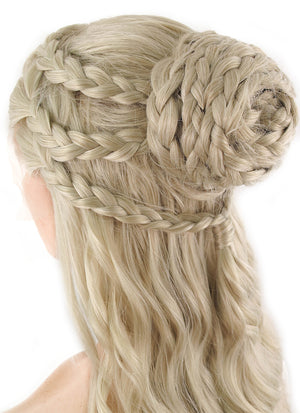 Game of Thrones Daenerys Targaryen Long Light Ash Blonde Braided Lace Front Synthetic Wig LF2039