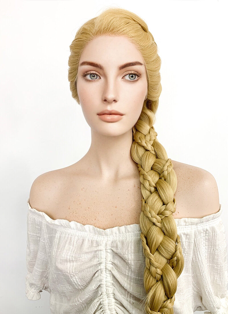 Disney Princess Tangled Rapunzel Yaki Blonde Braided Lace Front Synthetic Wig LF2086