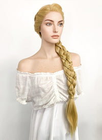 Disney Princess Tangled Rapunzel Yaki Blonde Braided Lace Front Synthetic Wig LF2086