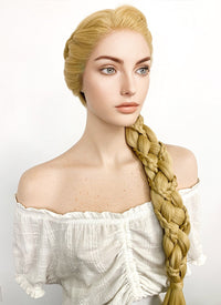 Disney Princess Tangled Rapunzel Yaki Blonde Braided Lace Front Synthetic Wig LF2086