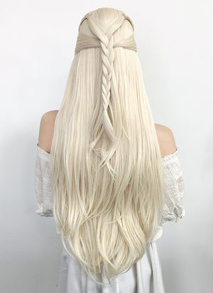 House of the Dragon Young Princess Rhaenyra Targaryen Platinum Blonde Braided Lace Front Synthetic Wig LF2109