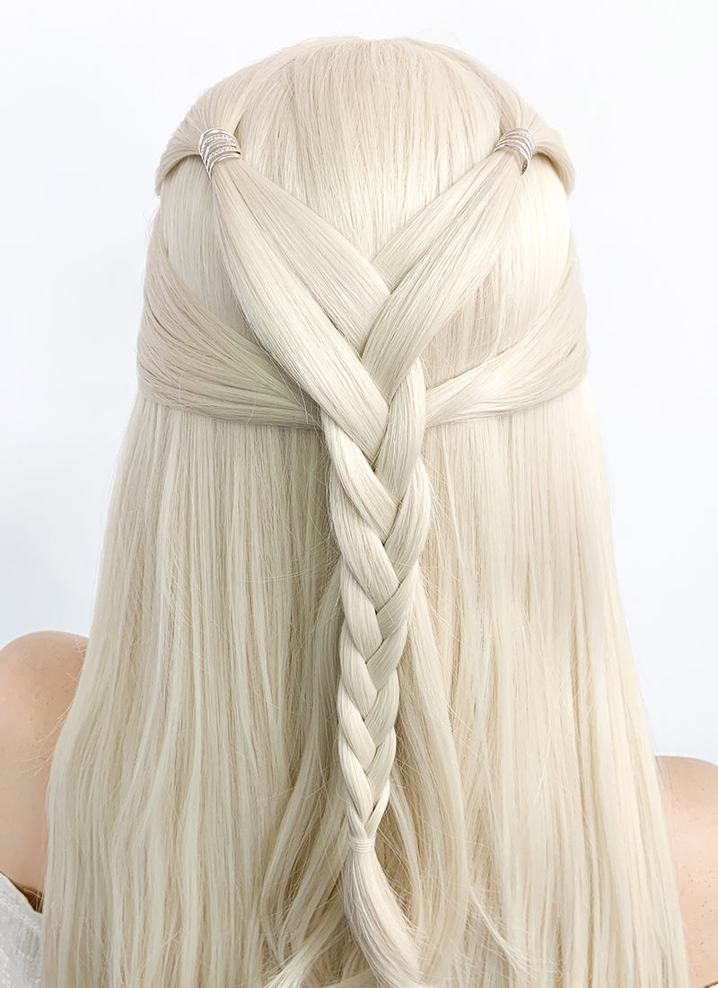 House of the Dragon Young Princess Rhaenyra Targaryen Platinum Blonde Braided Lace Front Synthetic Wig LF2109