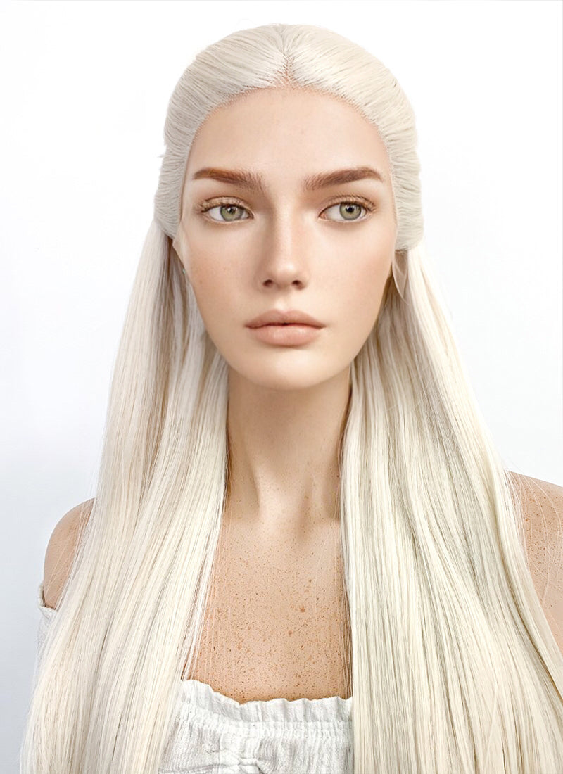 House of the Dragon Young Princess Rhaenyra Targaryen Platinum Blonde Braided Lace Front Synthetic Wig LF2109