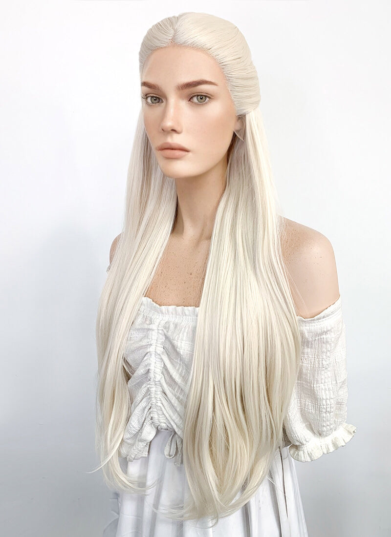 House of the Dragon Young Princess Rhaenyra Targaryen Platinum Blonde Braided Lace Front Synthetic Wig LF2109