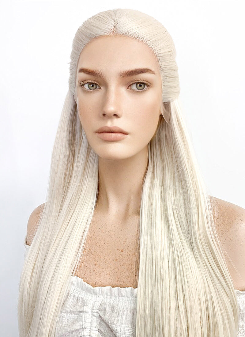 House of the Dragon Young Princess Rhaenyra Targaryen Platinum Blonde Braided Lace Front Synthetic Wig LF2109