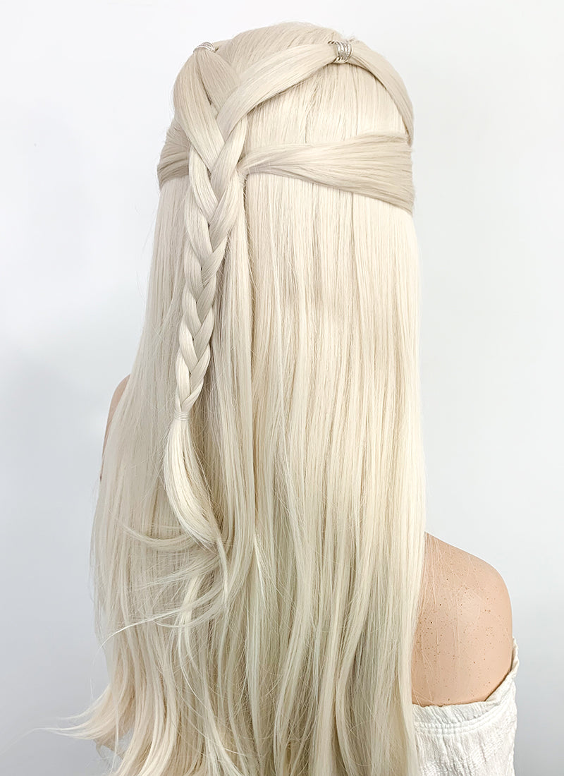 House of the Dragon Young Princess Rhaenyra Targaryen Platinum Blonde Braided Lace Front Synthetic Wig LF2109