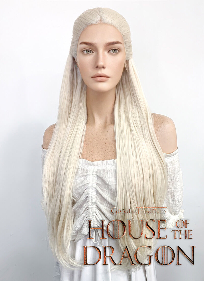 House of the Dragon Young Princess Rhaenyra Targaryen Platinum Blonde Braided Lace Front Synthetic Wig LF2109