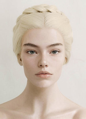 House of the Dragon Young Princess Rhaenyra Targaryen Platinum Blonde Braided Lace Front Synthetic Hair Wig LF2110