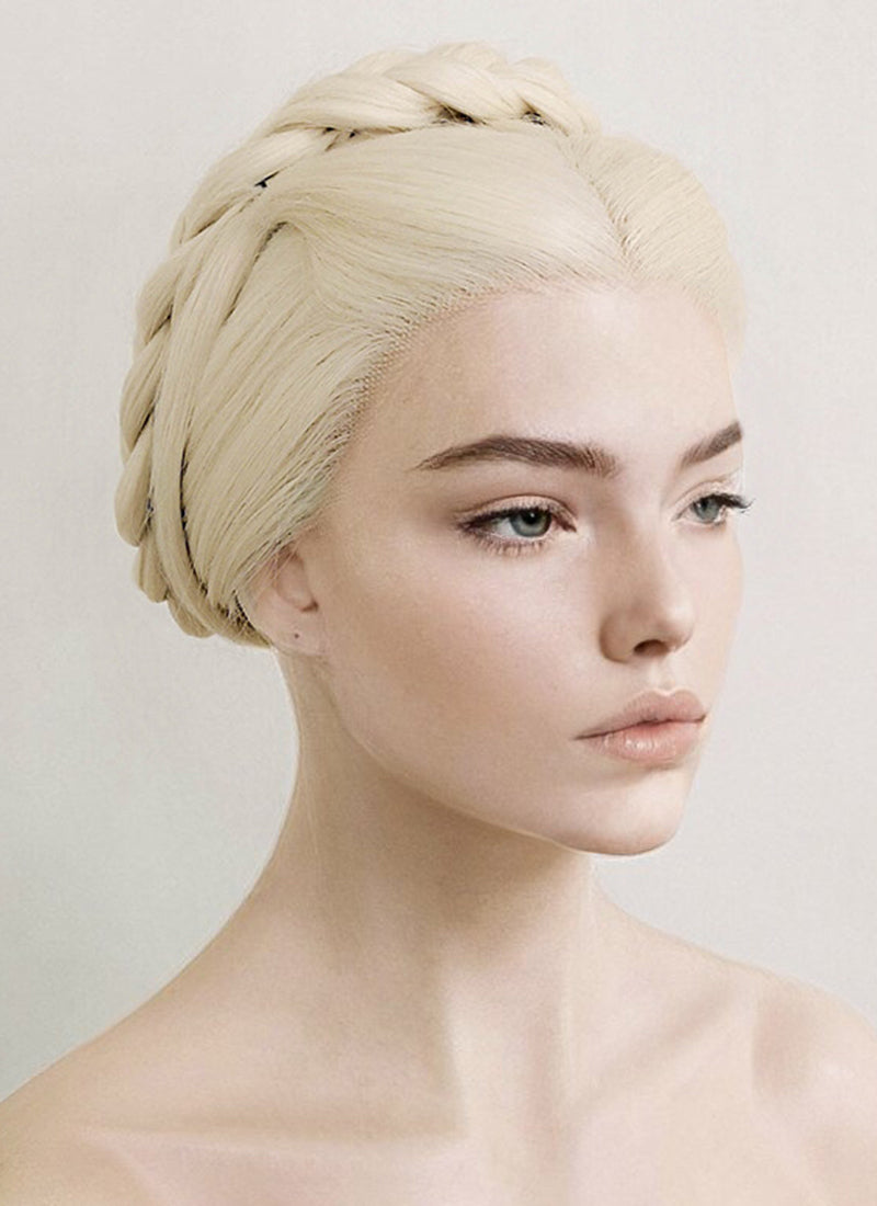 House of the Dragon Young Princess Rhaenyra Targaryen Platinum Blonde Braided Lace Front Synthetic Hair Wig LF2110