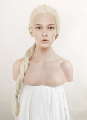 House of the Dragon Rhaenyra Targaryen Platinum Blonde Braided Lace Front Synthetic Hair Wig LF2118