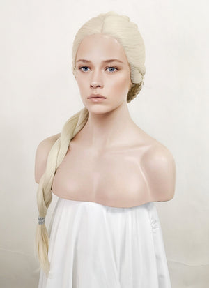House of the Dragon Rhaenyra Targaryen Platinum Blonde Braided Lace Front Synthetic Hair Wig LF2118