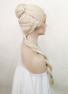 House of the Dragon Rhaenyra Targaryen Platinum Blonde Braided Lace Front Synthetic Hair Wig LF2118
