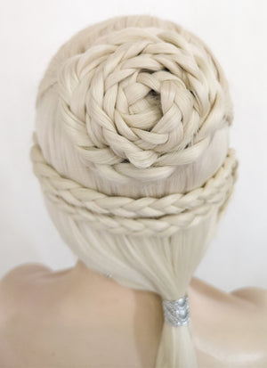 House of the Dragon Rhaenyra Targaryen Platinum Blonde Braided Lace Front Synthetic Hair Wig LF2118