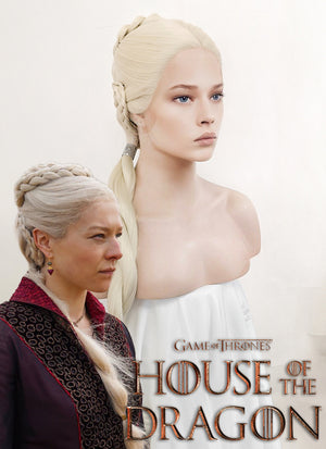 House of the Dragon Rhaenyra Targaryen Platinum Blonde Braided Lace Front Synthetic Hair Wig LF2118