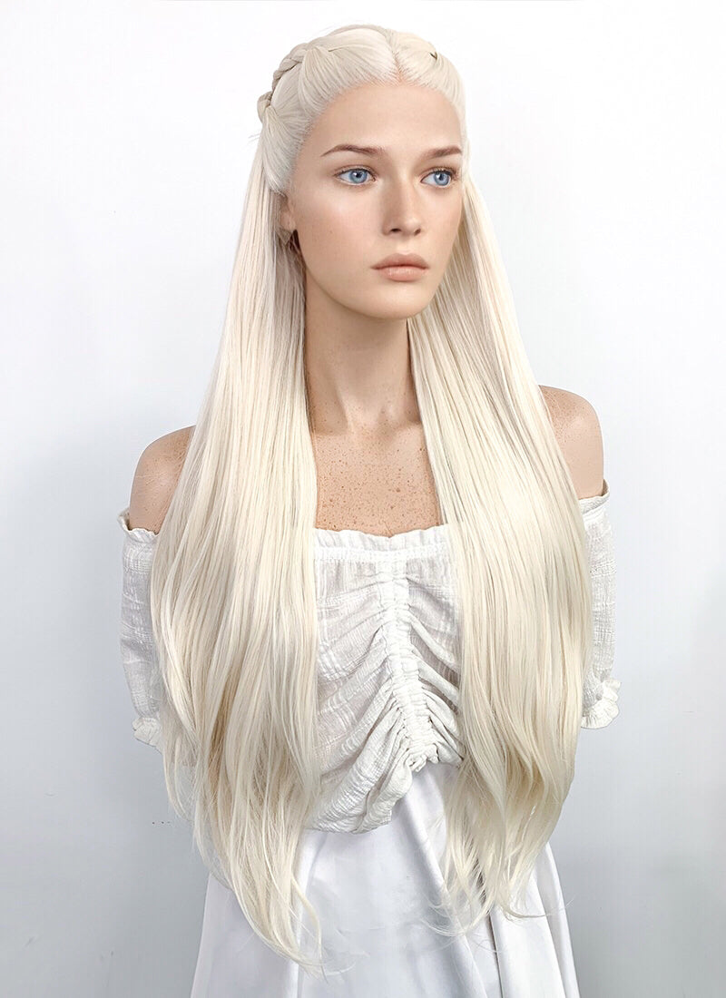House of the Dragon Rhaenyra Targaryen Platinum Blonde Braided Lace Front Synthetic Wig LF2119