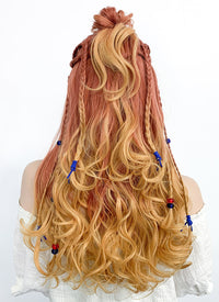 Horizon Aloy Light Auburn Yellow Blonde Ombre Braided Lace Front Synthetic Wig LF2122