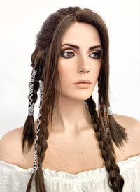 GOD OF WAR Freyan Brunette Long Wavy Braided Lace Front Synthetic Wig LF2123