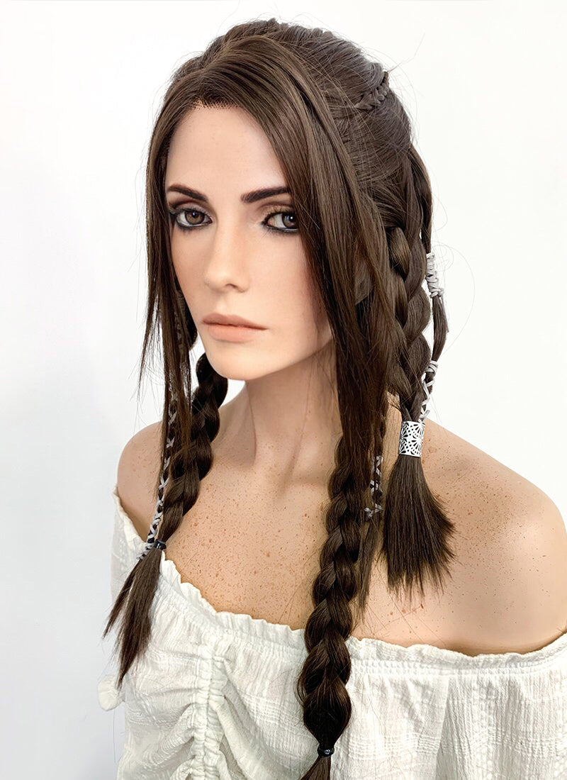 GOD OF WAR Freyan Brunette Long Wavy Braided Lace Front Synthetic Wig LF2123