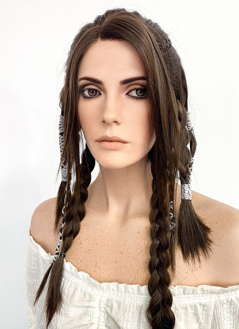 GOD OF WAR Freyan Brunette Long Wavy Braided Lace Front Synthetic Wig LF2123