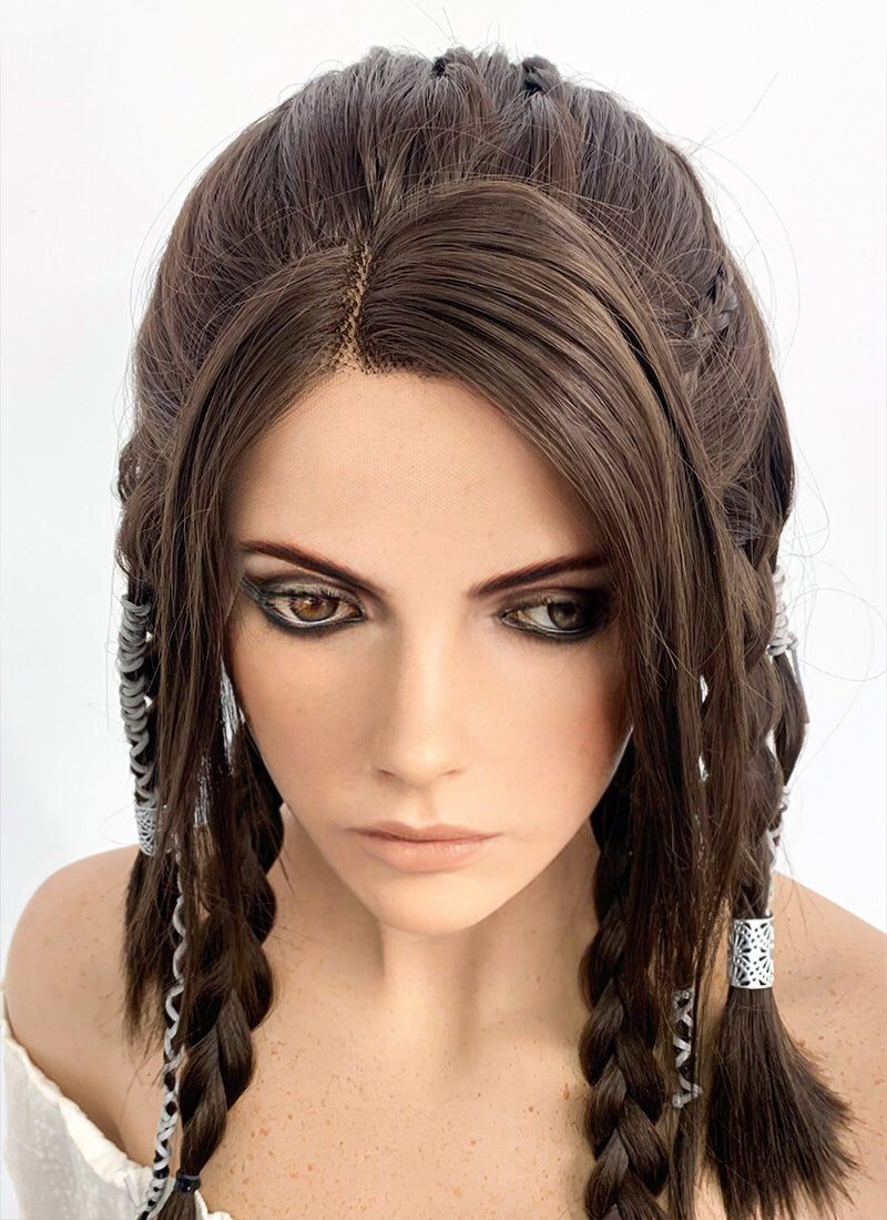 GOD OF WAR Freyan Brunette Long Wavy Braided Lace Front Synthetic Wig LF2123