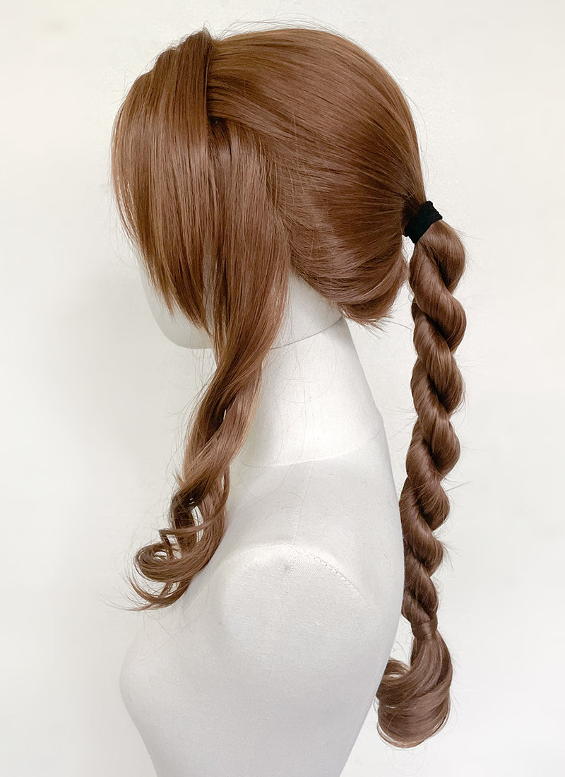 Final Fantasy Aerith Gainsborough Chestnut Brown Braided Lace Front Synthetic Wig LF2143