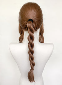 Final Fantasy Aerith Gainsborough Chestnut Brown Braided Lace Front Synthetic Wig LF2143