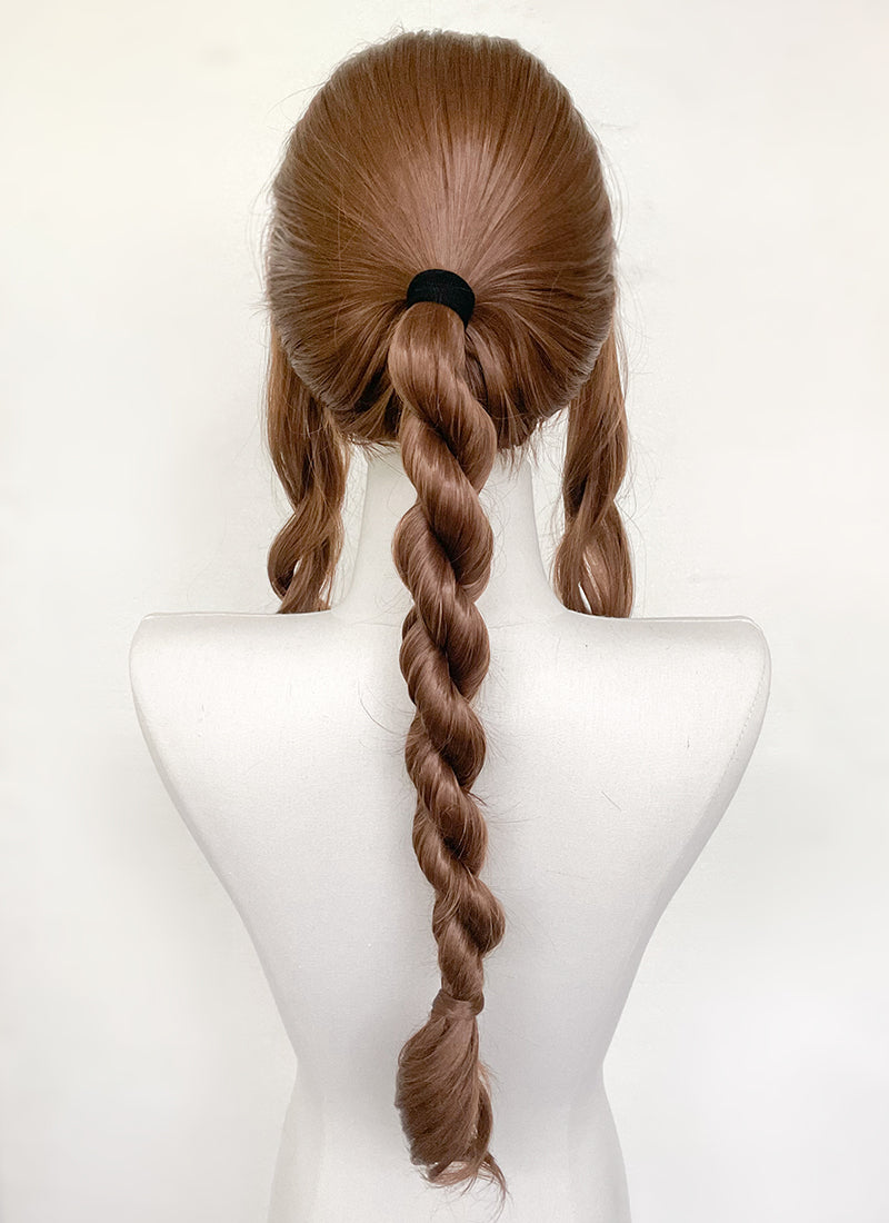 Final Fantasy Aerith Gainsborough Chestnut Brown Braided Lace Front Synthetic Wig LF2143