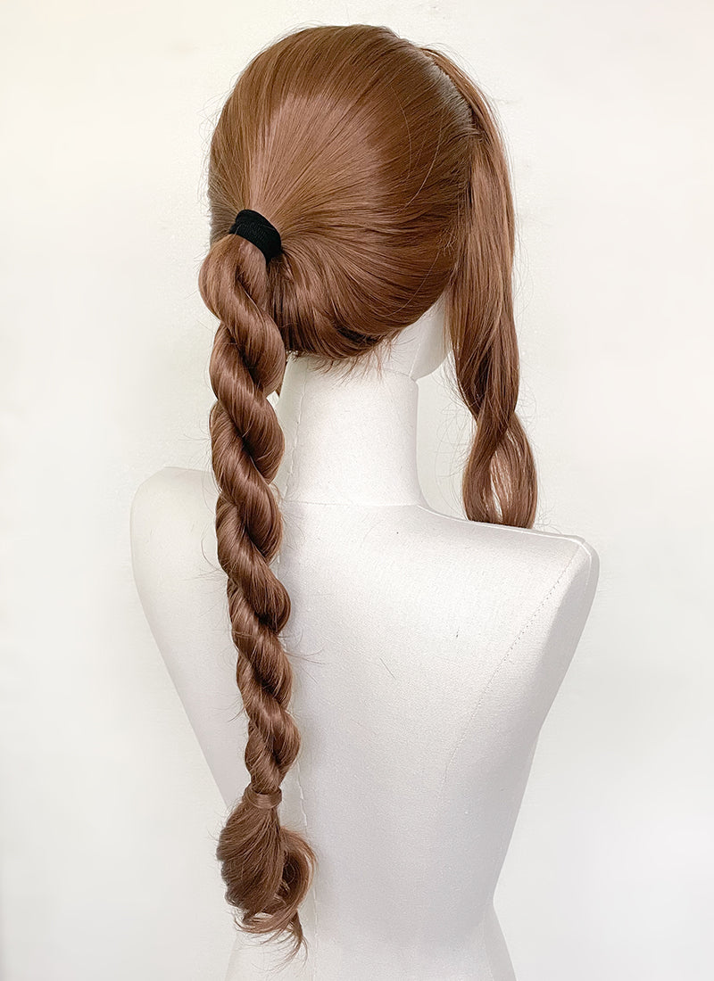 Final Fantasy Aerith Gainsborough Chestnut Brown Braided Lace Front Synthetic Wig LF2143