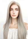 Long Straight Blondish Grey Lace Front Synthetic Hair Wig LF238