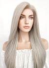 Long Straight Blondish Grey Lace Front Synthetic Hair Wig LF238