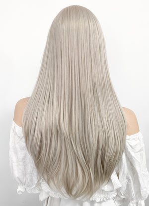 Long Straight Blondish Grey Lace Front Synthetic Hair Wig LF238