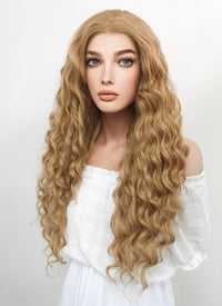 Long Wavy Golden Blonde Lace Front Synthetic Hair Wig LF244