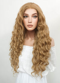 Long Wavy Golden Blonde Lace Front Synthetic Hair Wig LF244