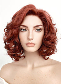 Marvel Avengers Black Widow Short Wavy Reddish Brown Lace Front Synthetic Hair Wig LF253