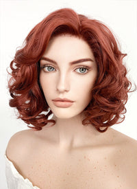 Short Wavy Reddish Brown Lace Front Synthetic Hair Wig LF253