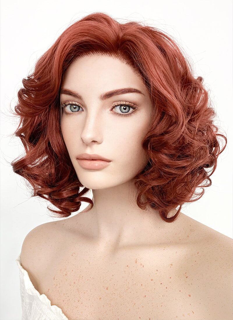 Marvel Avengers Black Widow Short Wavy Reddish Brown Lace Front Synthetic Hair Wig LF253