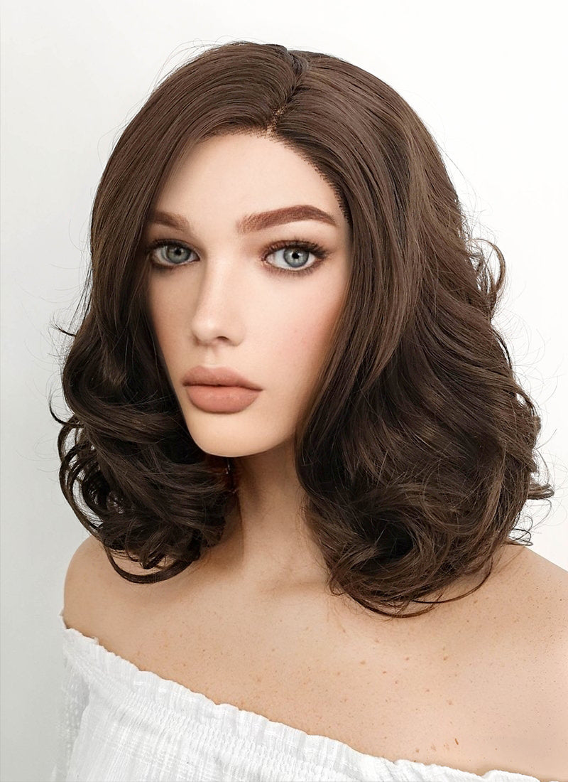Medium Wavy Brown Lace Front Synthetic Hair Wig LF256