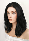 Medium Wavy Jet Black Lace Front Synthetic Hair Wig LF257