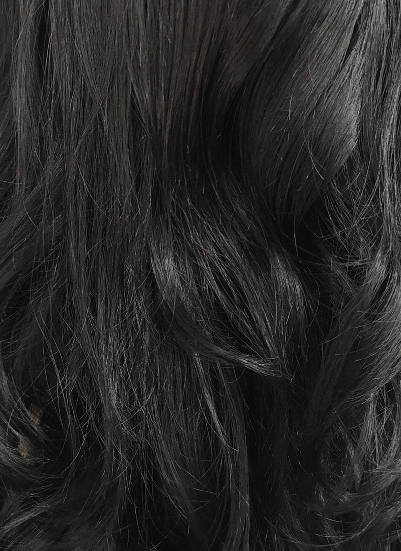 Medium Wavy Jet Black Lace Front Synthetic Hair Wig LF257 - CosplayBuzz