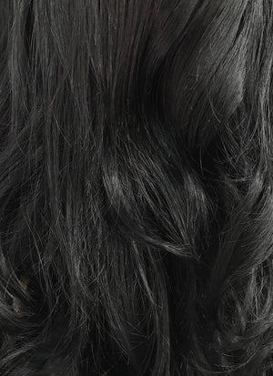 Medium Wavy Jet Black Lace Front Synthetic Hair Wig LF257 - CosplayBuzz