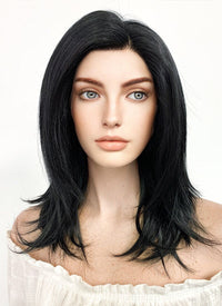 Medium Straight Jet Black Lace Front Synthetic Hair Wig LF262