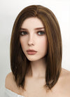 Medium Straight Dark Brown Mixed Chestnut Brown Lace Front Synthetic Hair Wig LF268