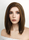 Medium Straight Dark Brown Mixed Chestnut Brown Lace Front Synthetic Hair Wig LF268