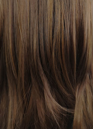 Medium Straight Dark Brown Mixed Chestnut Brown Lace Front Synthetic Hair Wig LF268